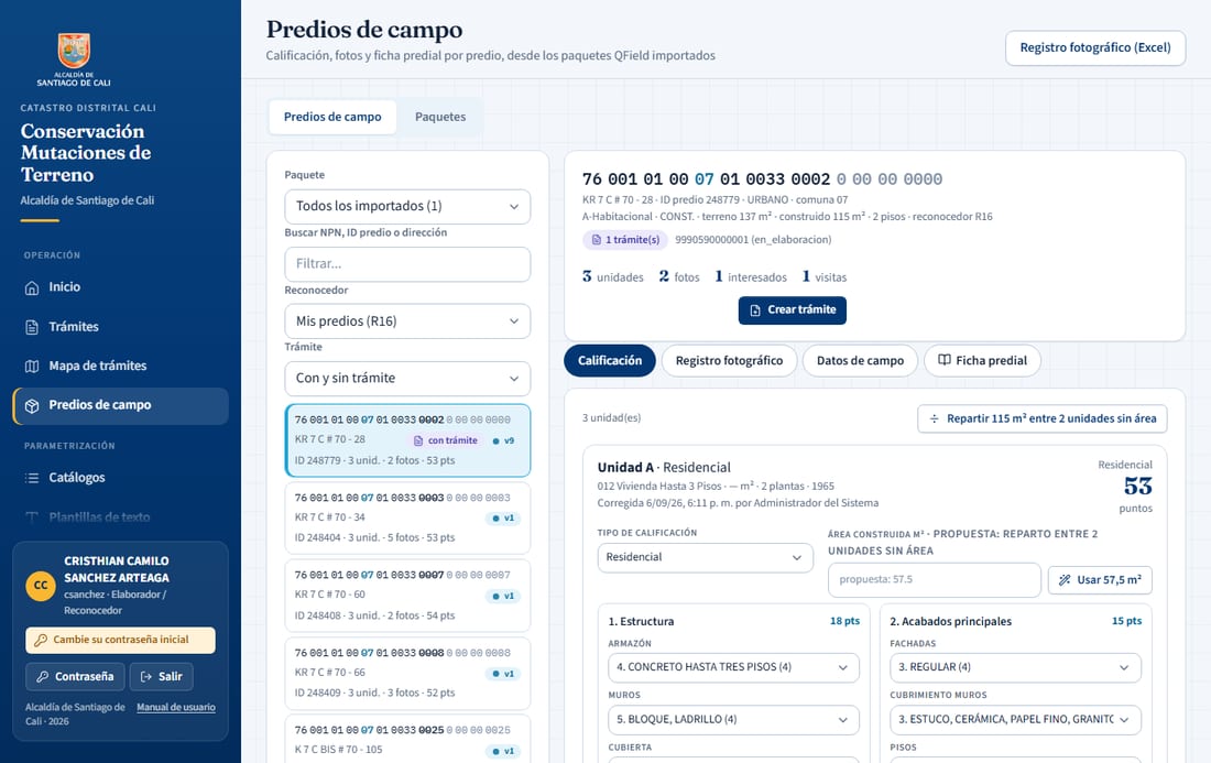 Calificación por unidad