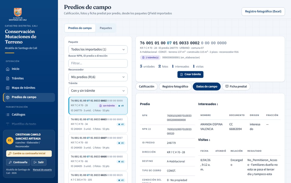 Datos de campo