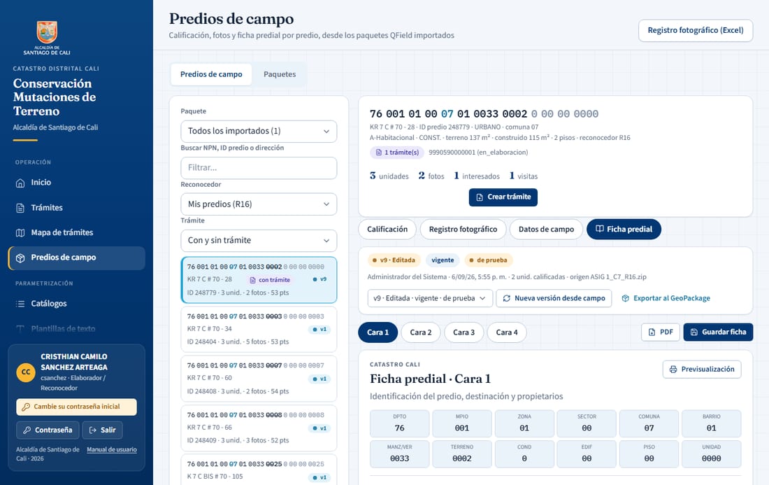 Ficha predial, cara 1
