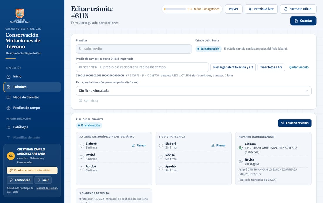 Edición del trámite