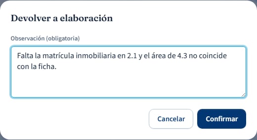 Devolver con observación